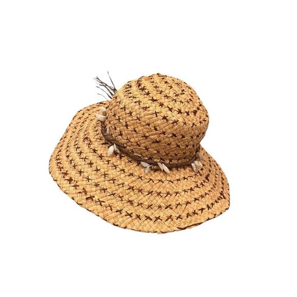 Florabella Crochet Raffia Hat in natural seashell trim - Picture 3 of 11